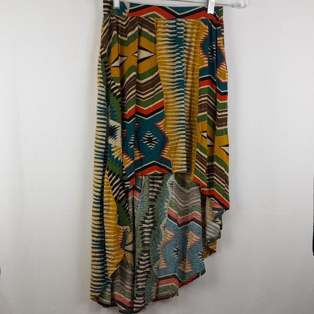 Audrey High Low Earth Tones Patterned Skirt